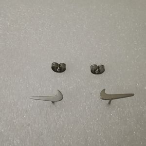 NIKE Earrings Check tick titanium silver stud earrings